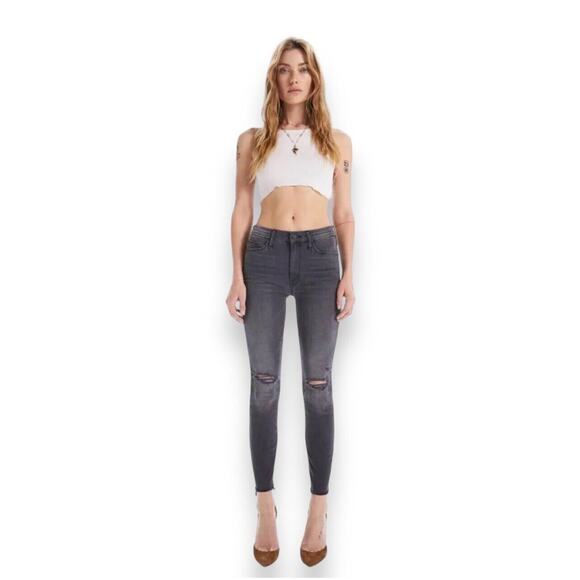 Mother Looker Ankle Fray Last Chance Saloon Gray Skinny Jeans Women's 26 - Picture 1 of 16